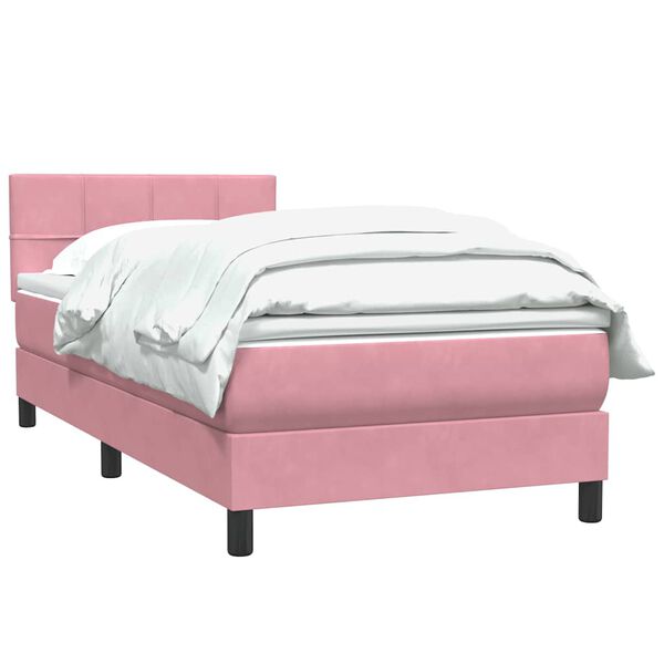 vidaXL Sommier &agrave; lattes de lit avec matelas rose 80x210 cm velours