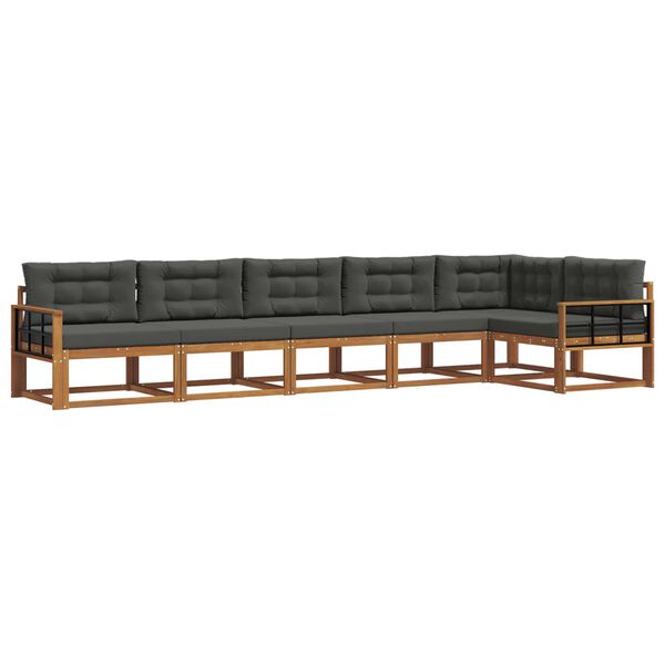 vidaXL Ensemble de canap&eacute;s d'ext&eacute;rieur 6 pcs Naturel et Anthracite