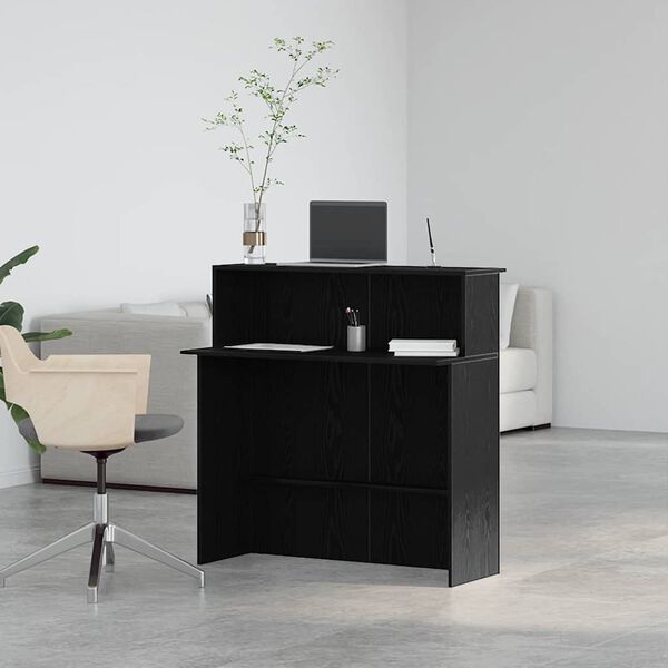 vidaXL Bureau de r&eacute;ception noir 100x50x103,5 cm bois d'ing&eacute;nierie