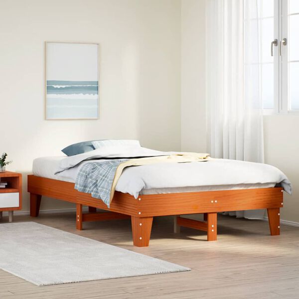 vidaXL Cadre de lit sans matelas cire marron 120x200cm bois pin massif