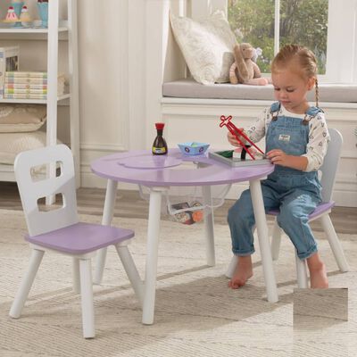 KidKraft Table de rangement et chaises enfant Ronde Lavande et blanc