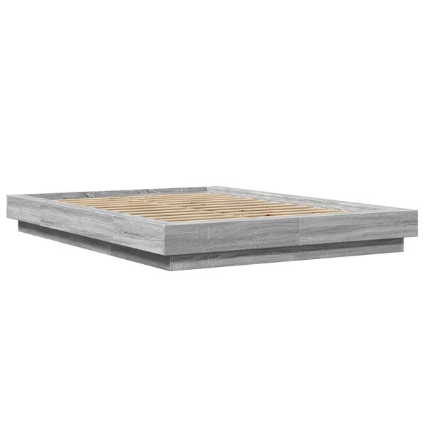 vidaXL Cadre de lit et lumi&egrave;res LED sans matelas sonoma gris 120x190cm