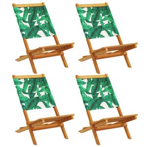vidaXL Chaises pliantes 4 pi&egrave;ces Tissu vert et bois massif