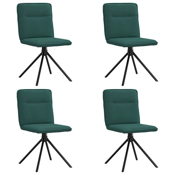 vidaXL Chaises &agrave; manger lot de 4 vert fonc&eacute; tissu
