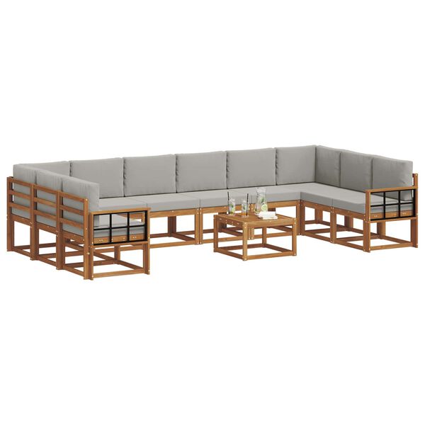 vidaXL Ensemble de canap&eacute;s d'ext&eacute;rieur 11 pcs Gris Naturel et Clair
