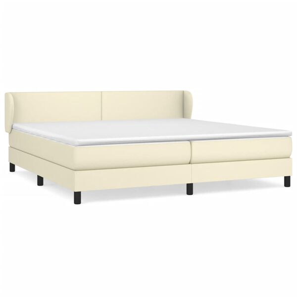 vidaXL Sommier &agrave; lattes de lit avec matelas Cr&egrave;me 200x200cm Similicuir