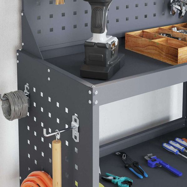 vidaXL Chariot à outils avec étagère Anthracite 65 x 35 x 111 cm