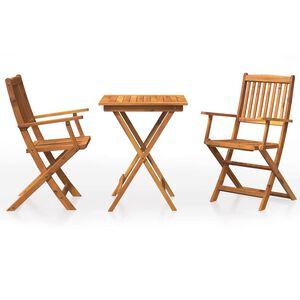 vidaXL Ensemble &agrave; manger de jardin pliable 3 pcs Bois d'acacia solide