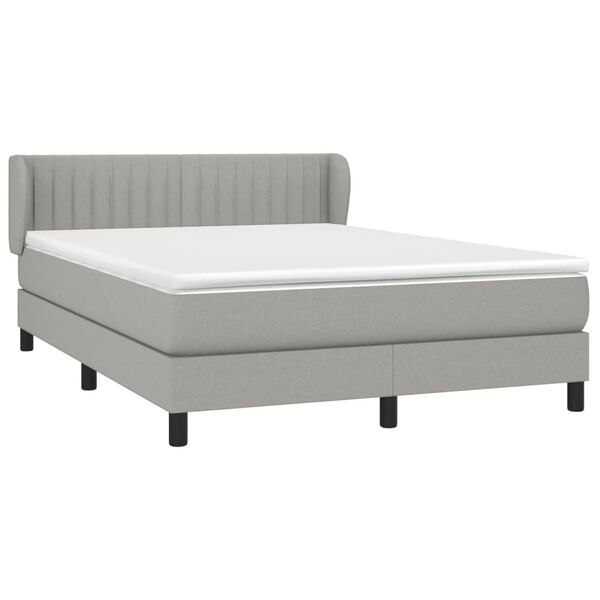 vidaXL Sommier &agrave; lattes de lit avec matelas Gris clair 140x200cm Tissu