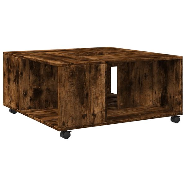 vidaXL Table basse chêne fumé 80x80x40 cm bois d'ingénierie
