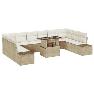 vidaXL Ensemble de canap&eacute; de jardin avec coussin 11 pcs beige et cr&egrave;me