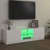 vidaXL Meuble TV avec lumi&egrave;res LED blanc brillant 120x30x36 cm