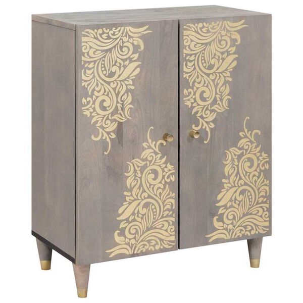 vidaXL Buffet Gris et or 60 x 33 x 75 cm Bois de mangue massif