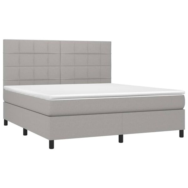 vidaXL Sommier &agrave; lattes de lit avec matelas Gris clair 160x200cm Tissu