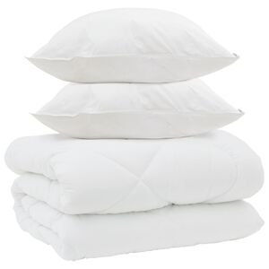 vidaXL Duvet d'hiver avec oreiller 3 pi&egrave;ces Blanc Microfibre