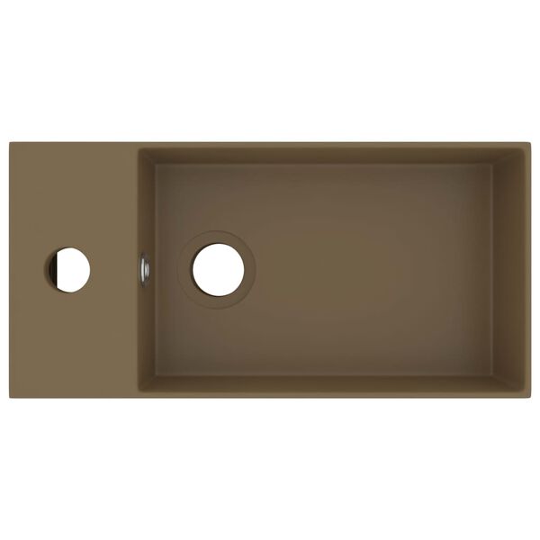 vidaXL Lavabo de salle de bain avec trop-plein C&eacute;ramique Cr&egrave;me mat