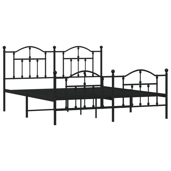 vidaXL Cadre de lit m&eacute;tal sans matelas avec pied de lit noir 180x200cm
