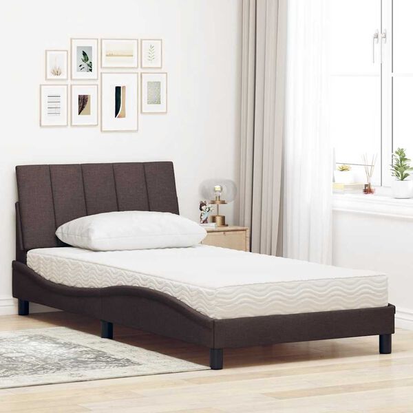 vidaXL Lit avec matelas Hanko marron fonc&eacute; 100x200 cm tissu