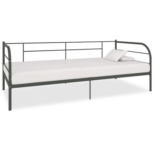 vidaXL Cadre de lit de repos sans matelas gris m&eacute;tal 90x200 cm