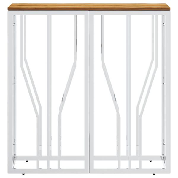 vidaXL Table console argent&eacute; acier inoxydable et bois massif d'acacia