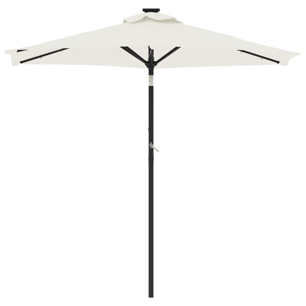 vidaXL Parasol de jardin avec LED et m&acirc;t en acier blanc 225x225x212 cm