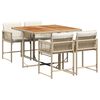 vidaXL Ensemble &agrave; manger de jardin avec coussins 5pcs Beige poly rotin