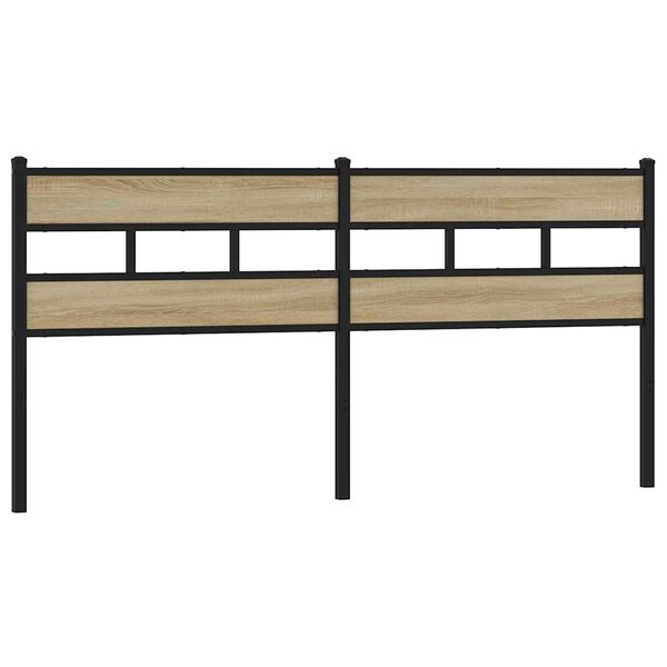 vidaXL T&ecirc;te de lit de remplacement ch&ecirc;ne sonoma 193 cm fer et bois d&rsquo;ing&eacute;nierie