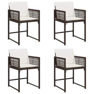 vidaXL Chaises de jardin avec coussins lot de 4 marron r&eacute;sine tress&eacute;e
