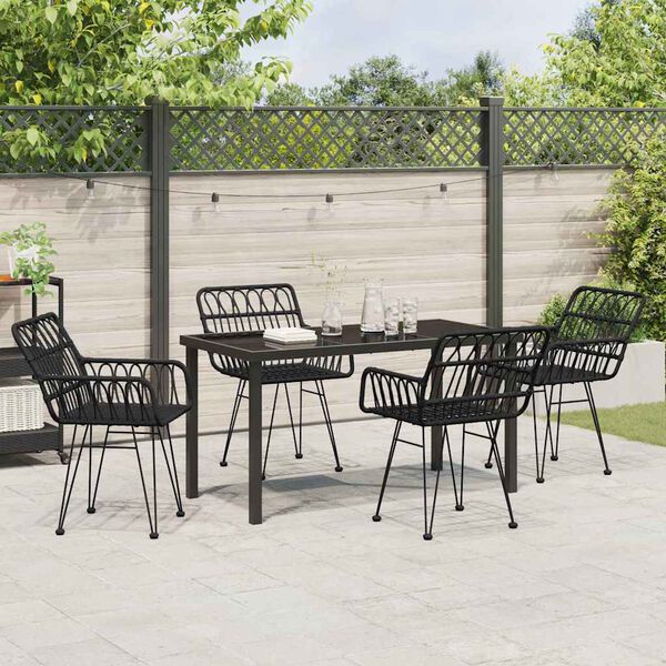 vidaXL Ensemble de salle &agrave; manger pour jardin 5 pcs Noir Poly rotin