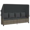 vidaXL Chaise longue avec auvent et coussins gris r&eacute;sine tress&eacute;e