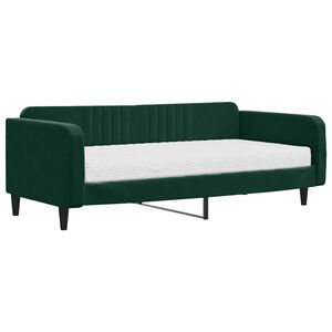 vidaXL Lit de jour avec matelas vert fonc&eacute; 100x200 cm velours