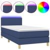 vidaXL Sommier &agrave; lattes de lit avec matelas et LED Bleu 90x200cm Tissu