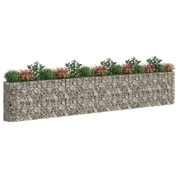 vidaXL Lit sur&eacute;lev&eacute; &agrave; gabion Fer galvanis&eacute; 540x50x100 cm
