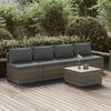 vidaXL Salon de jardin 5 pcs avec coussins Gris R&eacute;sine tress&eacute;e