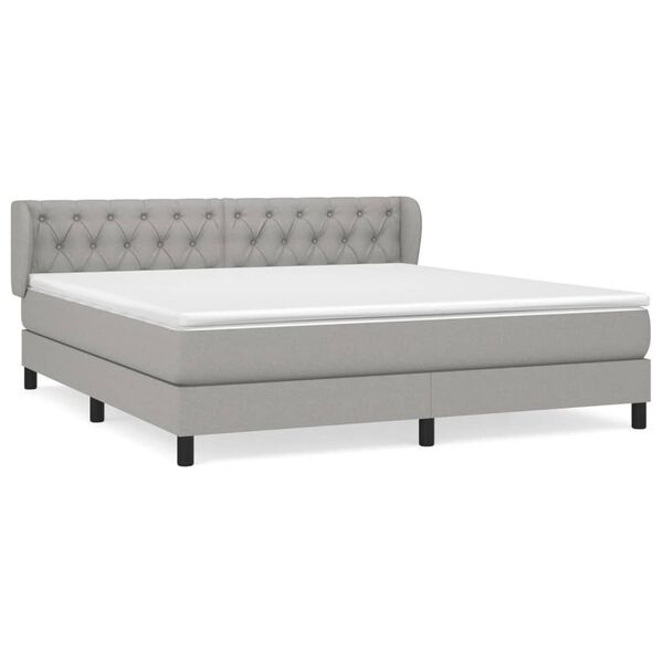 vidaXL Sommier &agrave; lattes de lit avec matelas Gris clair 160x200cm Tissu