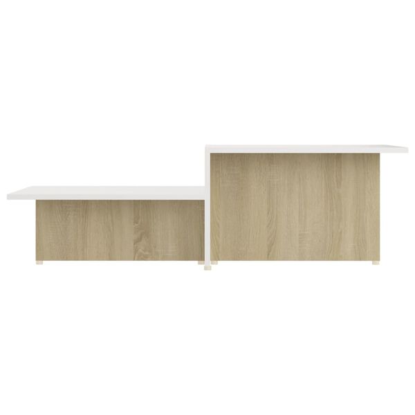 vidaXL Table basse Chêne sonoma blanc 111,5x50x33 cm Bois d'ingénierie
