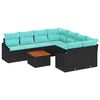 vidaXL Ensemble de canap&eacute; de jardin 9 pc Noir polyrotin