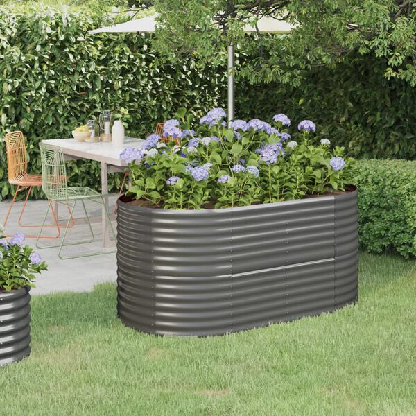 vidaXL Lit surélevé de jardin Acier galvanisé 152x80x68 cm gris