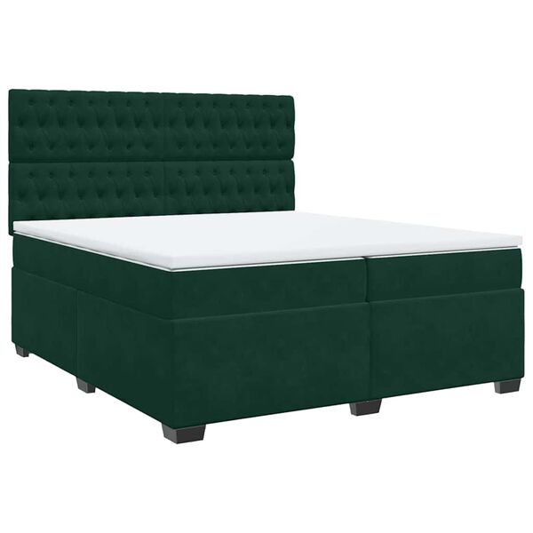 vidaXL Sommier &agrave; lattes de lit et matelas Vert fonc&eacute; 200x200cm Velours