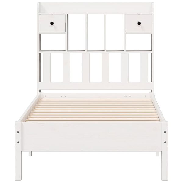 vidaXL Lit biblioth&egrave;que sans matelas blanc 90x200cm bois de pin massif