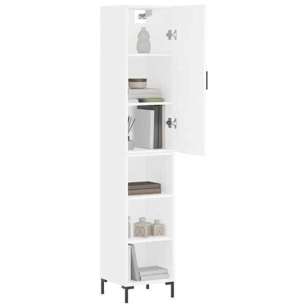 vidaXL Buffet haut Blanc 34,5x34x180 cm Bois d'ing&eacute;nierie