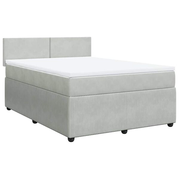 vidaXL Sommier &agrave; lattes de lit et matelas Gris clair 160x200cm Velours