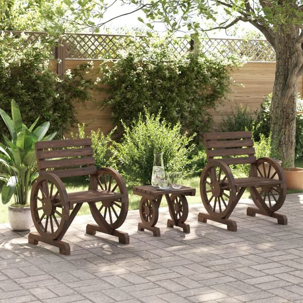 vidaXL Salon de jardin 3 pcs bois de sapin massif