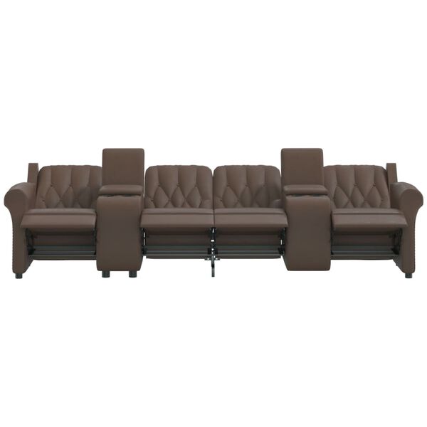 vidaXL Fauteuil inclinable porte-gobelets 4 places marron similicuir