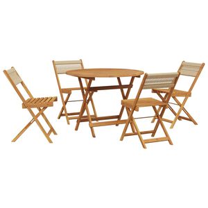 vidaXL Ensemble &agrave; manger de jardin 5pcs beige polypropyl&egrave;ne et bois