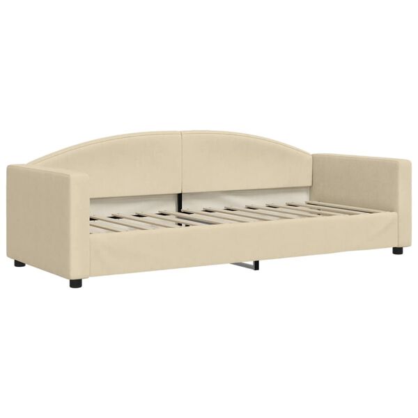 vidaXL Lit de jour avec gigogne et matelas crème 80x200 cm tissu