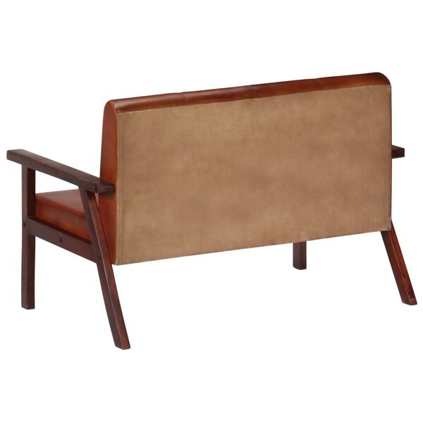 vidaXL Canap&eacute; &agrave; 2 places Marron Cuir v&eacute;ritable