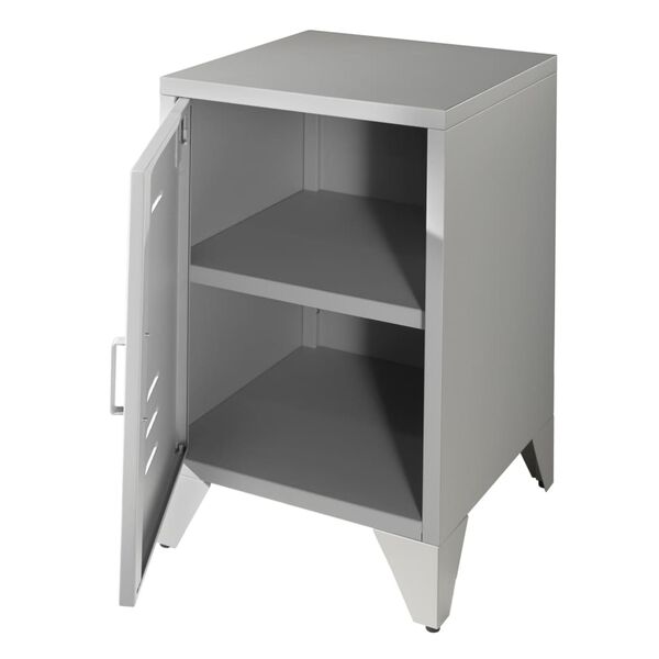 Vipack Table de chevet avec porte Bronxx M&eacute;tal Gris mat