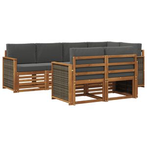 vidaXL Ensemble de canap&eacute;s d'ext&eacute;rieur 6 pc Naturel et Anthracite