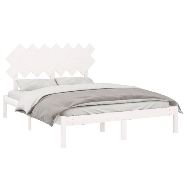 vidaXL Cadre de lit sans matelas blanc 140x190 cm bois massif